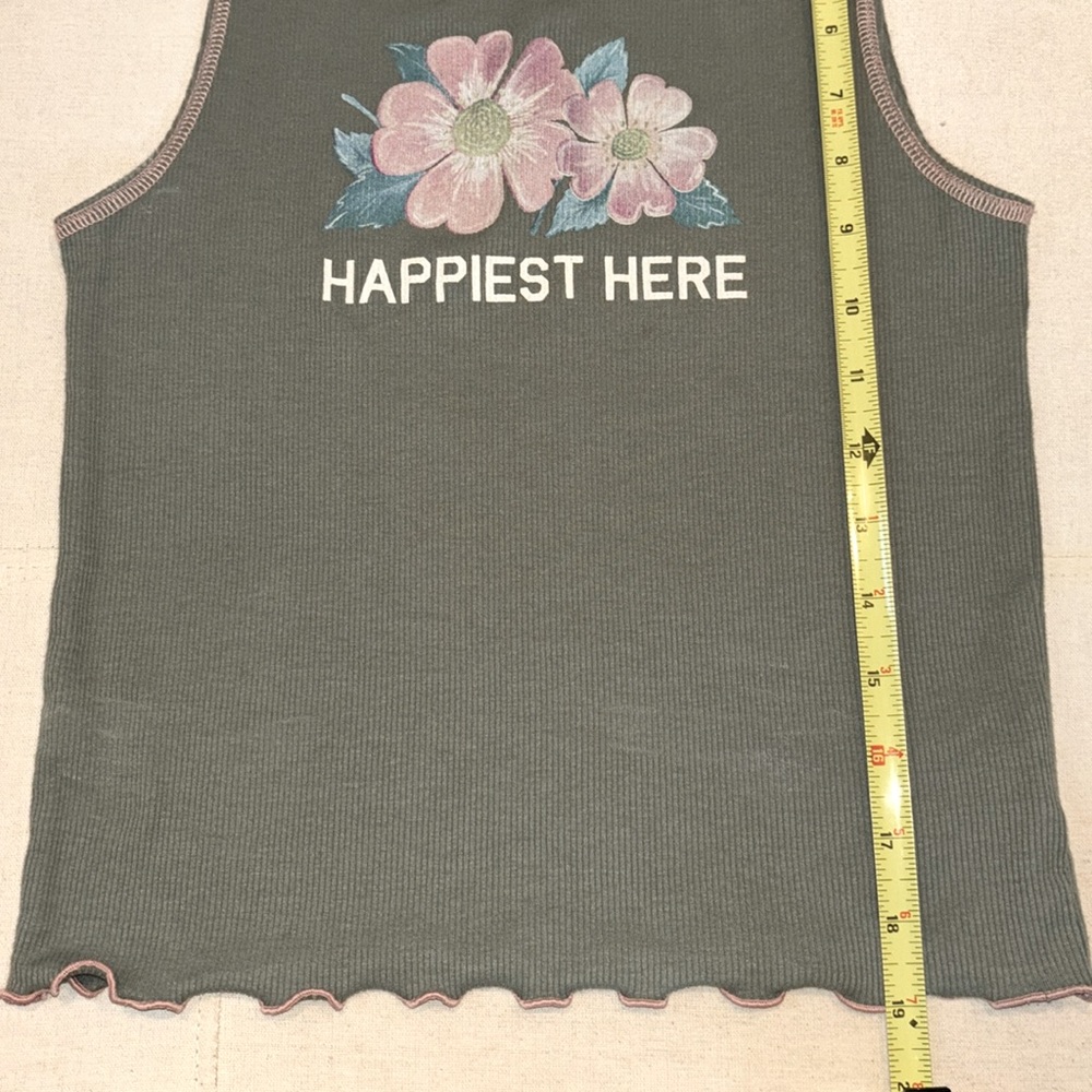 AE Graphic “HAPPIEST HERE” Cropped Tank Top, Size Medium - Picture 5 of 12